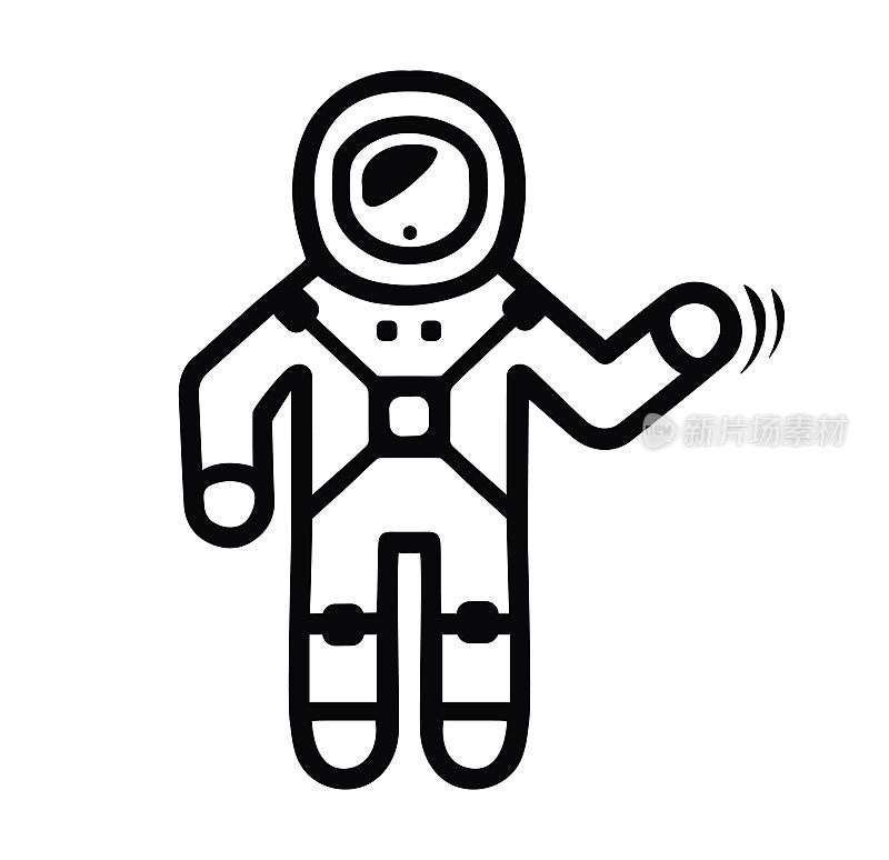 Astronaut Waving Minimal Vector Illustration